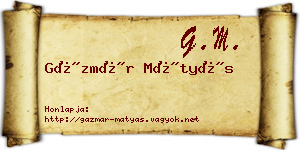Gázmár Mátyás névjegykártya